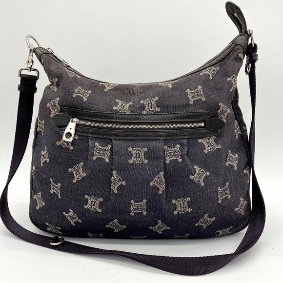 CELINE Denim Macadam Triomphe Indigo Blue Shoulder Bag - Picture 5 of 9